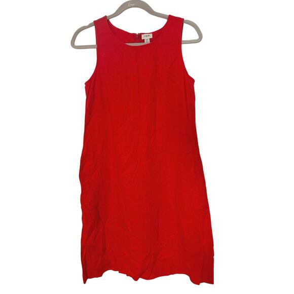 NWT J.Crew Linen Blend Mini Shift Dress In Red Size 00 - Picture 2 of 7